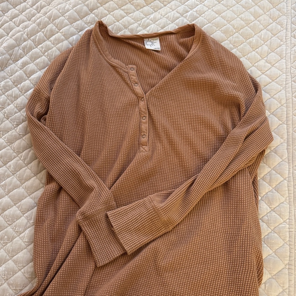Aerie Brown Waffle Knit Top